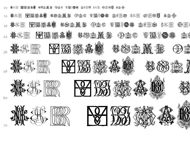 Intellecta Monograms Random Samples Ten font waterfall